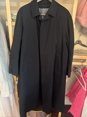 Sanyo PR230 Men’s Black Trench Coat Sz 42R Wool Blend Removable Lining EUC - Image 1 of 4