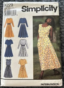 1990's Simplicity Misses' Dress Pattern 8229 Size 8-14 UNCUT - Picture 1 of 2