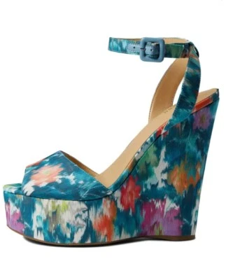 Sandalias Guess TARAJI Multi Tropical Abstracto Estampado Floral Cuñas Talla 5 NUEVAS  Foto 1 de 4