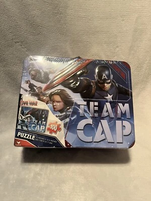 Marvel Civil War Lunch Box Puzzle 100 Pc Sealed Captain America Iron Man Black P - Image 1 of 2