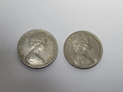 Lote de dos monedas de 10 centavos Australia 1966 y 1968 Foto 1 de 2