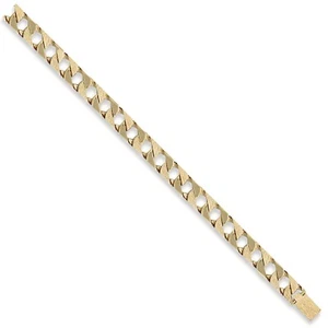 9ct Yellow Gold 12mm Plain & Bark Casted Curb Bracelet - Picture 1 of 19