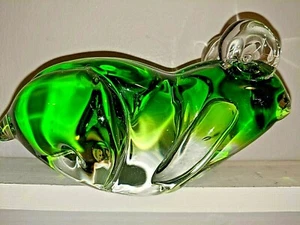 Green Frog Glass Collectable paperweight Desk Decor Figurine Large Heavy - Picture 1 of 4