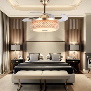 42" Bluetooth Speaker Ceiling Fan with Light Music Player 7 Color LED Chandelier - Picture 1 of 13