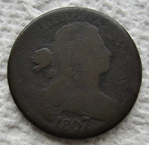 1807/6 1C BN Draped Bust Large Cent Rare Early Date Variety Full Date Corroded Cover