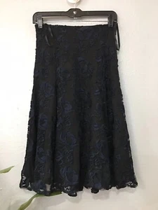 NWT Anne Klein Ladies Size 2 Black / Navy Skirt w/ Lace Detail,Poly-Silk - Picture 1 of 3