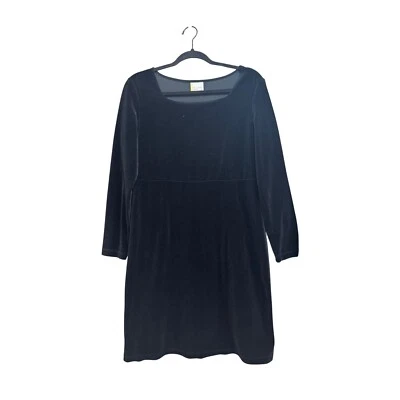 Hanna Andersson Velvet Dress Long Sleeve Square Neck Black Dress M - Image 1 of 4