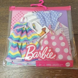 Barbie Moda Pack 2 Vestidos de Verano Hotdog Monedero Rayas 2020 Jersey - Imagen 1 de 4