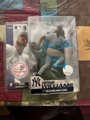 NY Yankees great Bernie Williams signed auto McFarlane with 4x WS Champ JSA WIT - Image 1 of 4