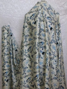 New 100% Silk Charmeuse Fabric Pottery Blue on White Per Yard - Picture 1 of 2