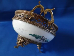 "Pedestal de latón Porcelaine De Paris manijas adornadas hechas en Francia ""Corona N"" - Imagen 1 de 18