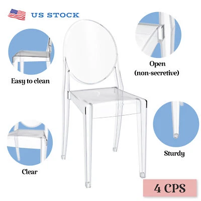 Silla Fantasma Acrílico Transparente FOH 4 Piezas Moderna Apilable Sillas de Comedor para Evento Foto 1 de 4