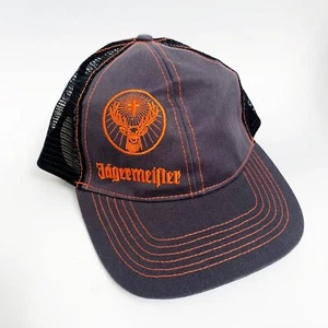 NUOVO cappello Jagermeister nero arancione maglia ricamata camionista berretto posteriore a scatto grigio - Foto 1 di 5