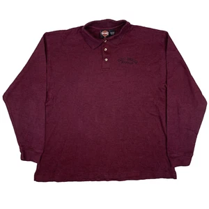 Harley Davidson Knitted Burgundy Long Sleeve Polo Shirt Size Men's XL - Picture 1 of 16