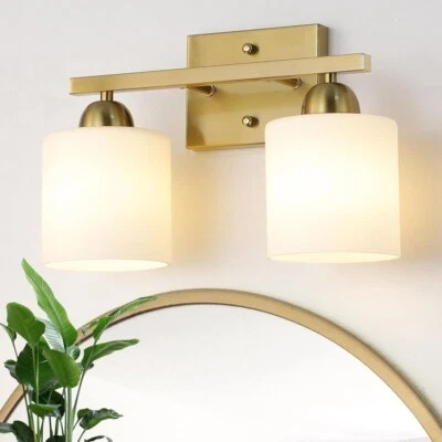 Lámparas de baño sobre espejo níquel cepillado, tocador moderno de 2 luces... Foto 1 de 4