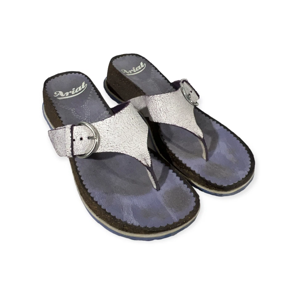 ARIAT Women’s Purple White Flip Flops Thong Comfort Sandals with Buckle 10B - Image 1 of 4