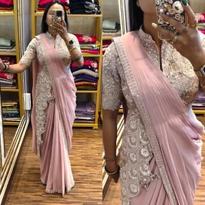 Blusa Sari Preparada Diseñador Sari Choli Indio Fiesta Vestido Bollywood - Imagen 1 de 7