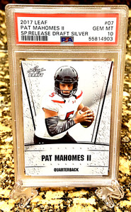 PAT MAHOMES 2017 LEAF SPECIAL RELEASE DRAFT “SILVER” PSA 10 GEM-MT ROOKIE CARD!