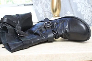 Miz Mooz - Wide Width Leather Buckled Mid Boots - Pasha - Black - 41W US 10W - Picture 1 of 8