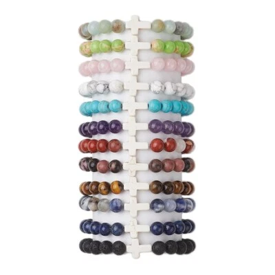 8mm Stretchy Stone Bracelets Assorted Cross Gemstone Beads Healing Reiki T64 - Image 1 of 4