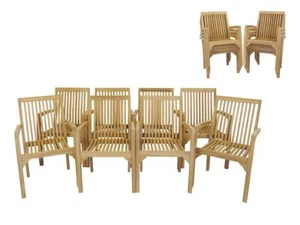 AFG Gartenstuhl Gartenstühle Stapelstuhl Stapelstühle 8er Set Teak (10369) - Bild 1 von 9