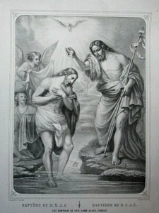 Taufe unseres Herrn Jesus Christus Große Litho L. TURGIS in Paris  - Bild 1 von 7
