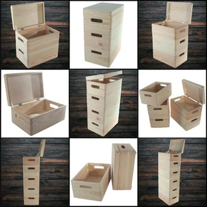 Wooden Stacking Storage Boxes Narrow Small Spaces Bathroom Kitchen Slim Crates - Picture 1 of 61