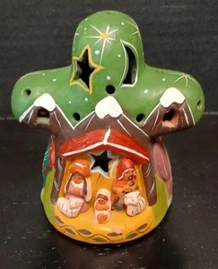 Peruvian Nativity Candleholder Christmas Terracotta Art Ten Thousand Villages - Picture 1 of 10