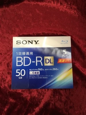 Sealed Sony 3D Bluray 50GB BD-R DL 6x Speed Inkjet Region Disc Printable 5pack - Image 1 of 4