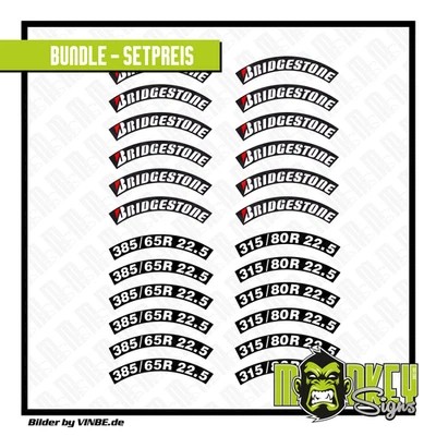 24 teilig Reifenbeschriftung für Bridgestone 385/315 Aufkleber Tamiya  1:14 - Bild 1 von 3