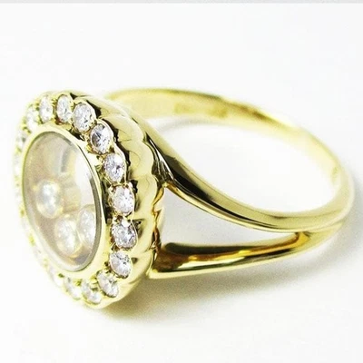 Vintage Chopard Happy Diamonds 3P Floating 18k Yellow Gold Round Ring Polished - Image 1 of 4