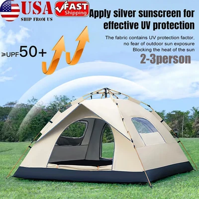 Tienda de campaña 2-3 personas tienda emergente fácil con 2 puertas - UPF50+ impermeable nueva EE. UU. Foto 1 de 4