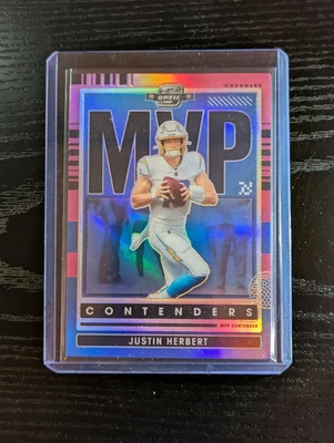 2021 Panini Contenders Optic Justin Herbert MVP Pink Prizm /75 #MVP-JHE Chargers - Image 1 of 2