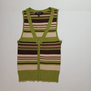 Witty Fox Stripe Knit Vest Woman Top Size M  - Bild 1 von 8