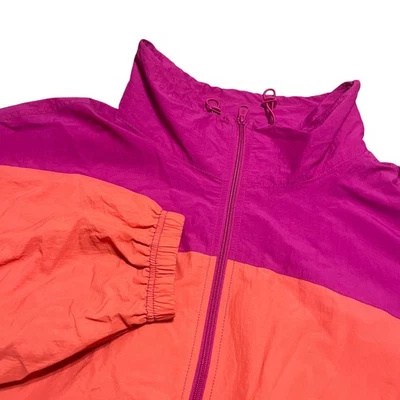Chaqueta cortavientos Free People Colorblock Ten con cremallera rosa naranja azul talla L Foto 1 de 4