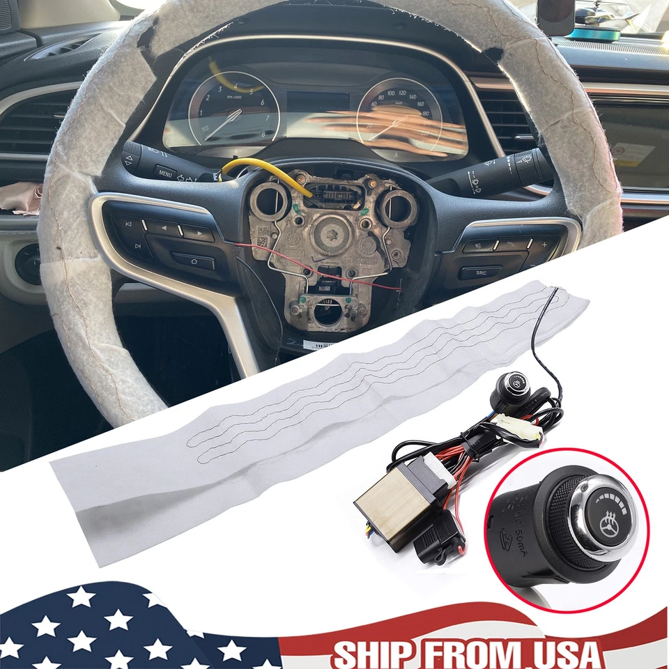 6-Speed Car Winter Universal Heated Steering Wheel Cover Warmer DIY Kit Heater - Image 1 of 4