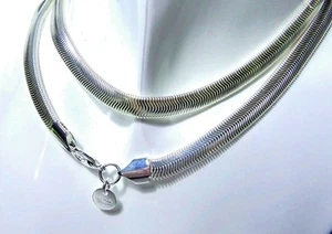925 Sterling Silber anlaufgeschützt 6 mm breit Italien flache Schlangenkette Halskette C788 - Bild 1 von 2