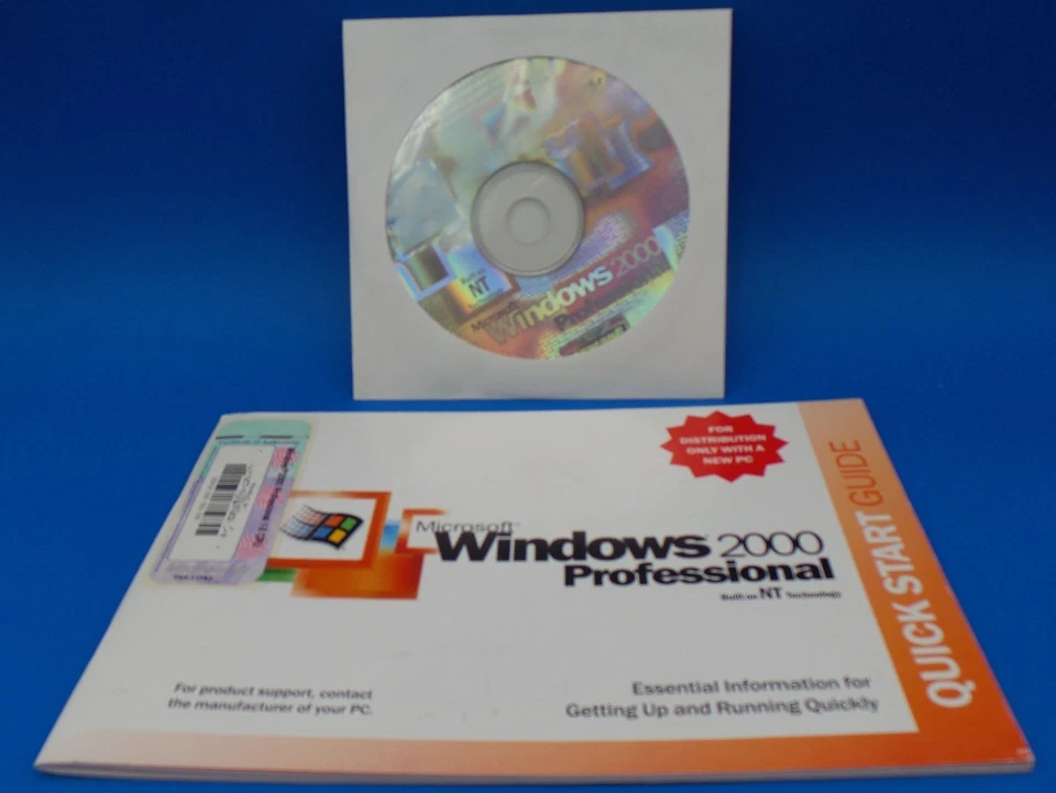 MICROSOFT WINDOWS 2000 PROFESSIONAL  OPERATING SYSTEM on DVD W/Key - Original - Image 1 of 1