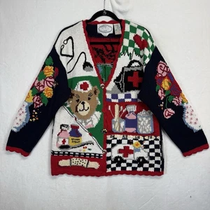 the eagles eye Strickjacke Pullover groß bunt kitschig retro Krankenschwester Arzt 1995 - Bild 1 von 15