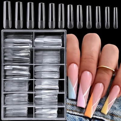 LoveOurHome 240pc XXL Square Gel Nail Tips Extra Long Fake Nails Clear Press ... - Image 1 of 4