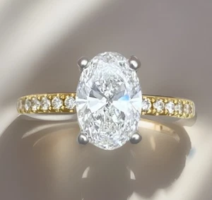 Oval Diamond Ring 1.22ct Certified D VVS Lab Grown 18ct/Plat 3.37gram Size K 1/2 - Picture 1 of 14