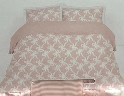 PRIMARK Juego de funda nórdica reversible Pink Bows Sherpa individual/doble/king