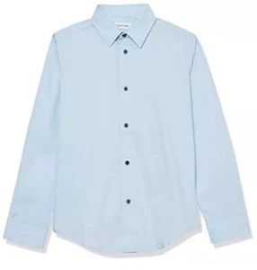 Calvin Klein Boys Long Sleeve Slim Fit Dress Shirt Collared Size 14 Ice Bay Blue - Picture 1 of 10