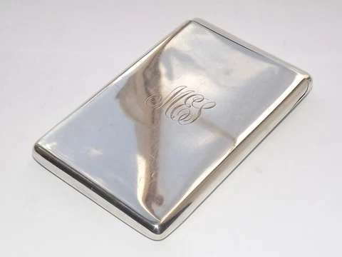ANTIQUE EDWARDIAN 97g SAMPSON MORDAN STERLING SILVER CARD CASE, LONDON 1901 Cover