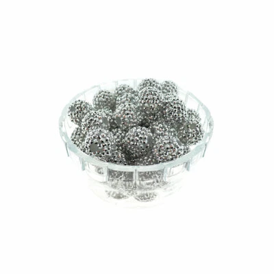 Cuentas redondas de acrílico de 18 mm - plateadas con pedrería insertadas - 10 cuentas - BD2226 Foto 1 de 2