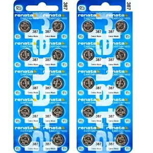 20 x 387S Renata 387S Silver Oxide Watch Batteries, Equals 394 With Spacer Ring - Picture 1 of 2