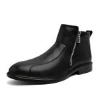 Men's Ankle Boots High-top Leather Warm Fleece Lined Chelsea Boots Dress Shoes