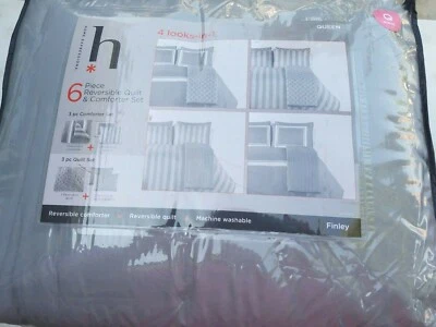 Home Expressions JCPenney Gray Reversible 6-Piece Full/Queen Comforter Quilt Set - Image 1 of 4