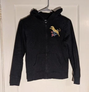 Girls "Joe Boxer" Black Full Zip Graphic Sweat Hoodie in Size LG 10/12 - Picture 1 of 9