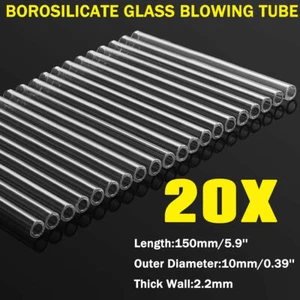 20 tlg 150mm Außendurchmesser 10mm 2,2mm Stark Glas Blasrohr Wand Borosilikat - Bild 1 von 6